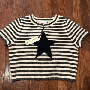 Cropped knit strip short sleeve